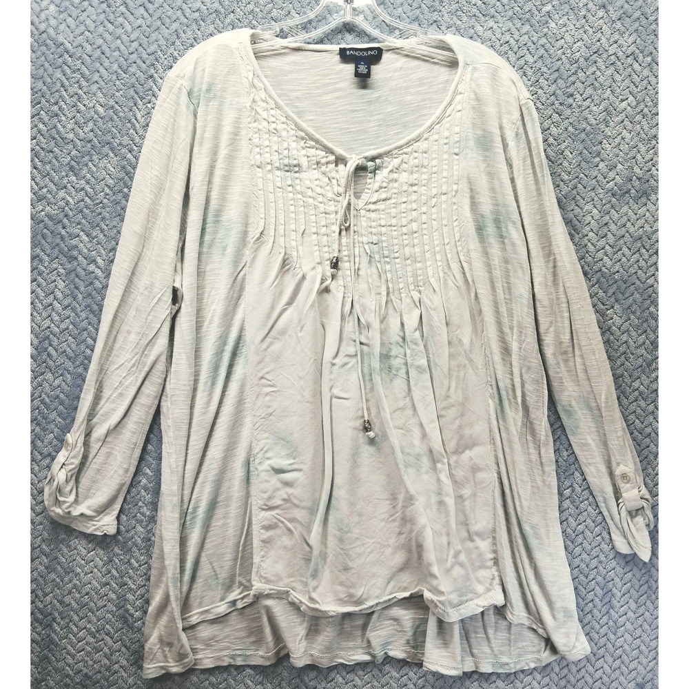 Bandolino Daniella Tie Dye Tunic Top XL Mint Green Pintuck Viscose BBK-457